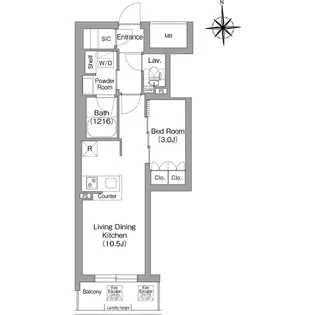 コンフォリア・リヴ博労町一丁目Q【0703号室】の間取り