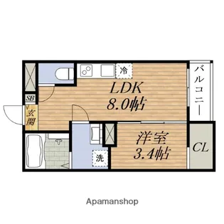 S-MOVE三国【3階】の間取り