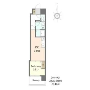 ALIVIS新町【401号室】の間取り