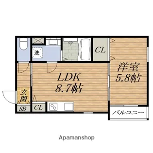 ベリッシモ蛍池【2階】の間取り