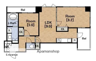 アルグラッド ザ・タワー心斎橋【18階】の間取り