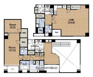 アルグラッドザタワー心斎橋【36階】の間取り