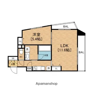 W.O.B SHINMACHI【10階】の間取り