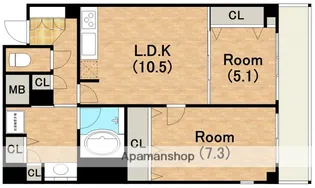2LDKの間取り画像
