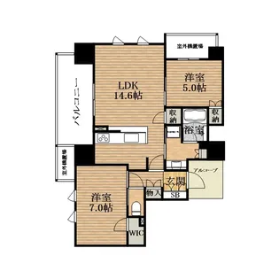 プラウド大阪同心【601号室】の間取り