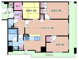 大阪府大阪市中央区高津3丁目【マンション】の間取り