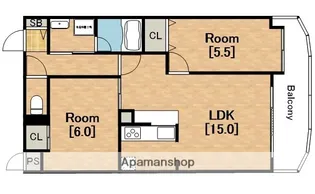 フェルザ住之江公園(旧)住之江フタバビル(FUTABA)【5階】の間取り