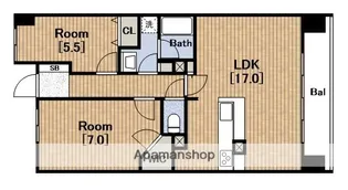 CITYSPIRE難波グレイス【13階】の間取り