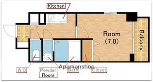 スワンズシティ難波ノーブル【10階】の間取り