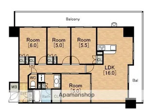 フロンティアタワー日本橋【13階】の間取り
