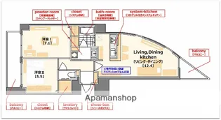 2LDKの間取り画像
