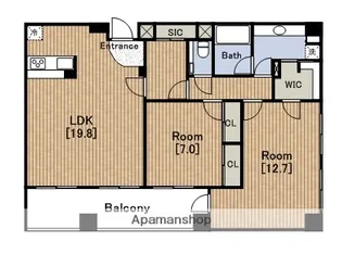 レジディア心斎橋ウエスト【13階】の間取り