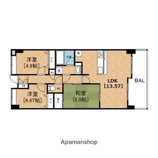 フロンティアタワー難波EAST【13階】の間取り