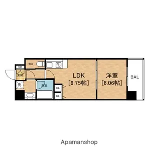 グランシス天満橋(GLANZSIS)【9階】の間取り