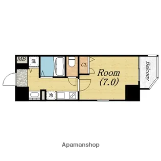 ジュネーゼグラン難波ミラージュ【7階】の間取り