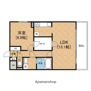 アスヴェル心斎橋東Ⅱ【9階】の間取り