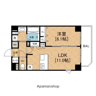 プレサンス堺筋本町フィリア【11階】の間取り