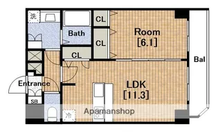 プレサンス心斎橋ラヴィ【14階】の間取り