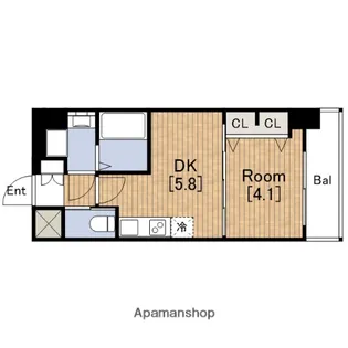 1DKの間取り画像