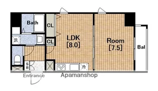 プランドール北浜【8階】の間取り