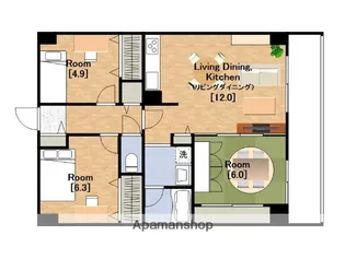 南海ハイライズフラット天下茶屋【9階】の間取り