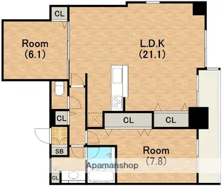 クロスレジデンス大阪新町【24階】の間取り