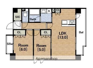 SK RESIDENCES SHINSAIBASHI【6階】の間取り