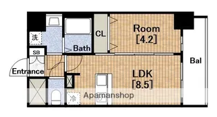 プレサンス南堀江ザ・センス【14階】の間取り