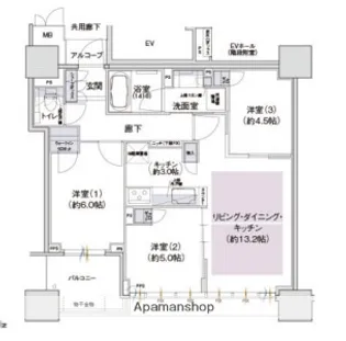 THE CROSS CITY TOWER【27階】の間取り