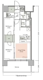 アーバネックス新町Ⅱ【8階】の間取り