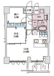 スプランディッド上本町WEST【2階】の間取り