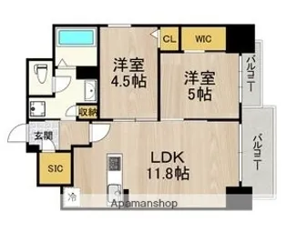 ルフォンプログレ新町【8階】の間取り