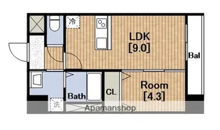 フォーゼ舟橋町(FOURZE)【9階】の間取り