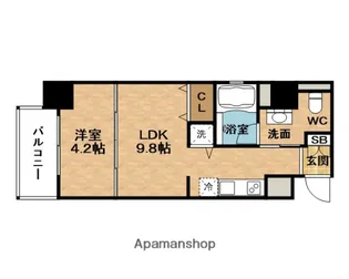 クリスタルブライト天満橋リバーサイド【9階】の間取り