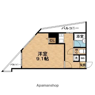 フェスタ天神橋【9階】の間取り