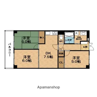 大淀町スカイハイツ【5階】の間取り