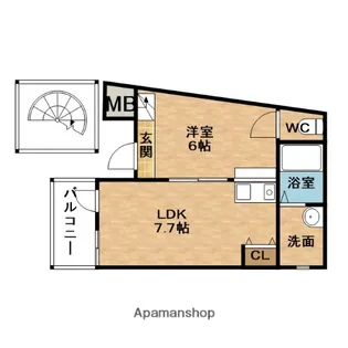 ラチチュード天七【3階】の間取り