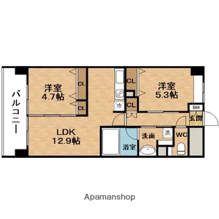 ルチューレ西梅田【7階】の間取り