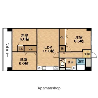 シャトー西梅田【10階】の間取り
