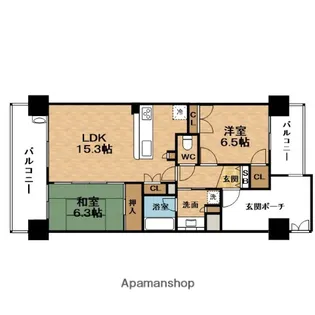 ライオンズマンション中津【5階】の間取り