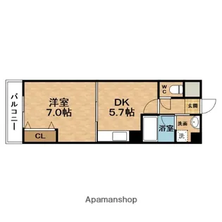 1DKの間取り画像