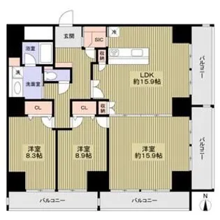 船場ミッドキューブ【13階】の間取り