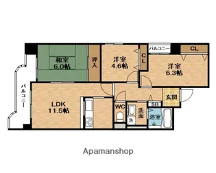 ファミーユ西梅田【10階】の間取り