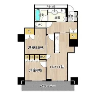 阿波座ライズタワー フラッグ46【24階】の間取り