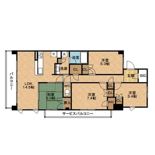パークナードフィット津雲台【0710号室】の間取り