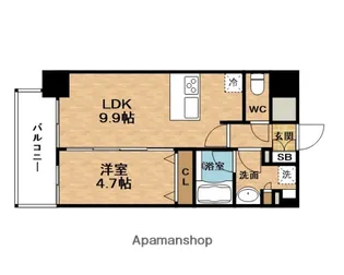 プレサンス大阪福島シエル【12階】の間取り