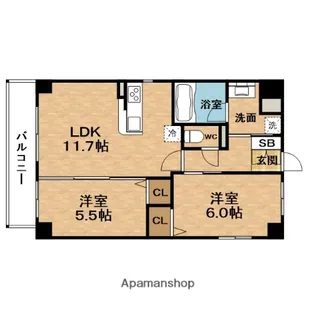 アベニール鷺洲【3階】の間取り
