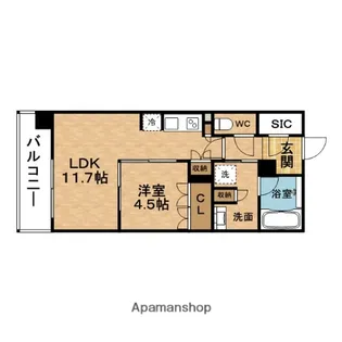 ブランズ大阪福島【11階】の間取り