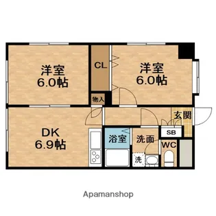 阪神ハイグレードマンション5番館【7階】の間取り