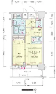 プレサンス南堀江ザ・センス【1406号室】の間取り